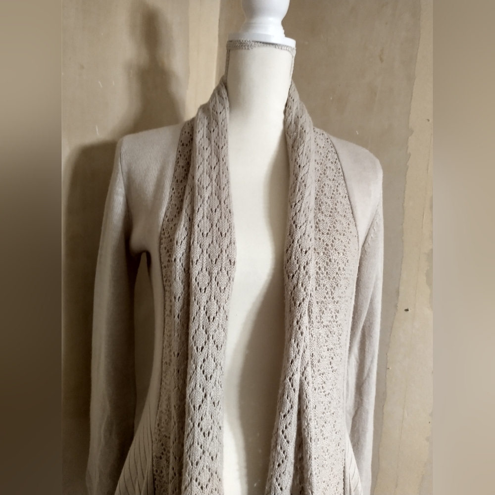 Beige Open-Front Sweater - Picture 8 of 12